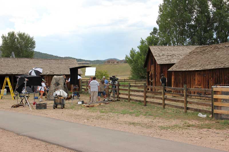 Crew sets up the first shot