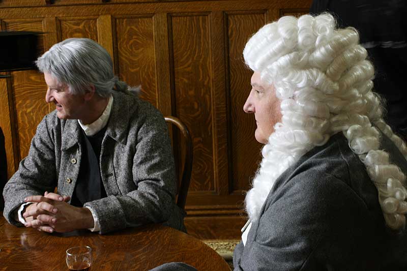 Michael Kempton as John Thompson the local newspaper publisher and T David Rutherford as Magistrate Quentin